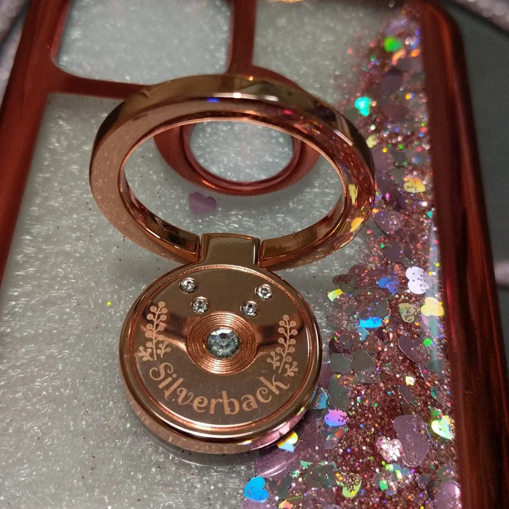 Google Pixel 5 5g Rose Gold Clear Cover Strap Moving Holographic Sparkle…